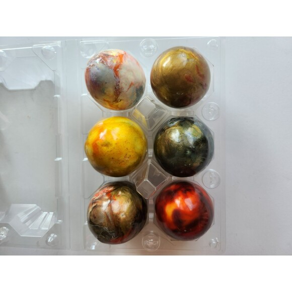 6 Handmade Enameled Eggs in Plastic Carton B49 - Picture 1 of 7